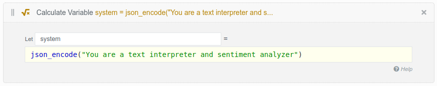 A flow brick setting the system message for the ChatGPT request