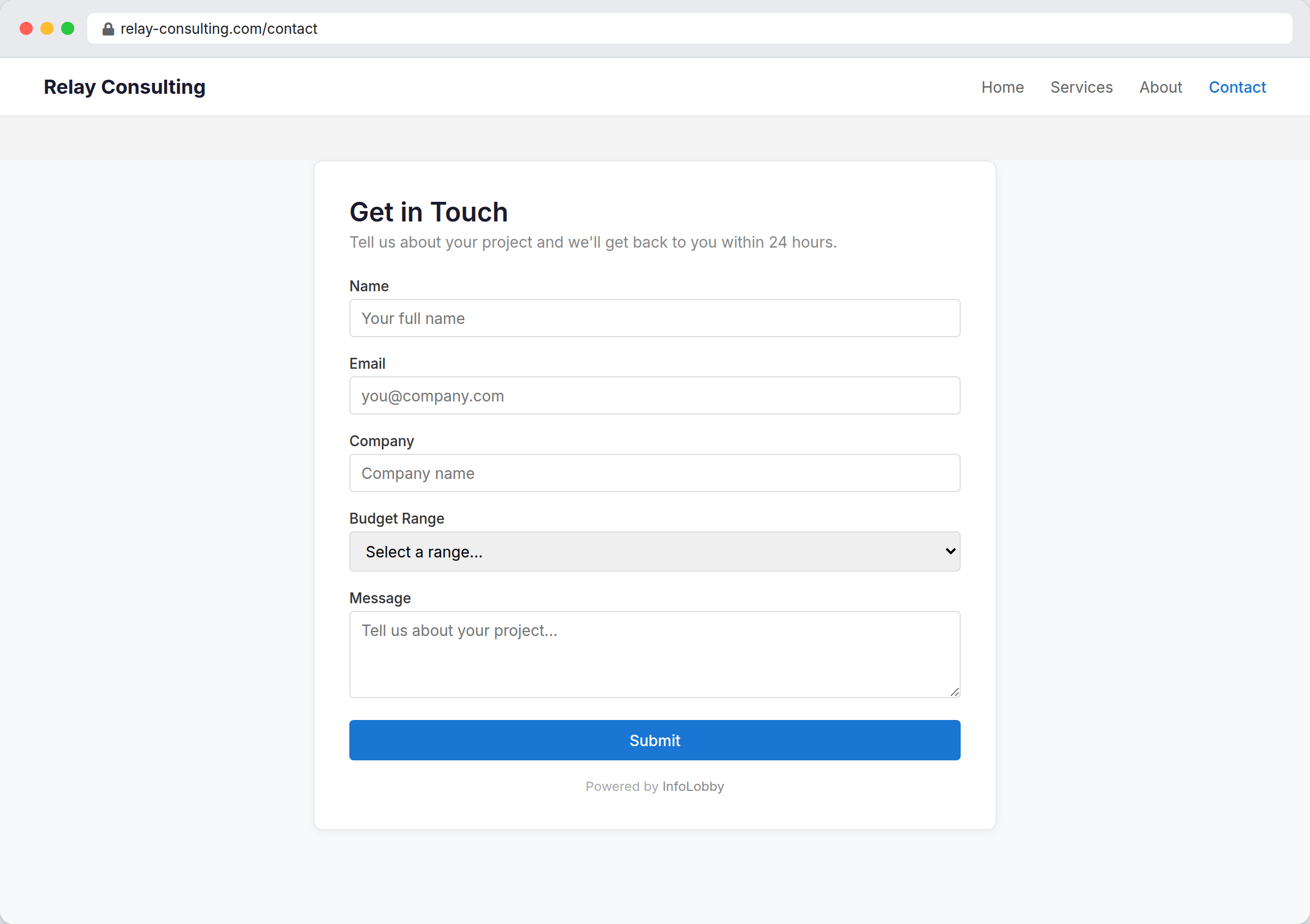 Database web form embedded on an external website